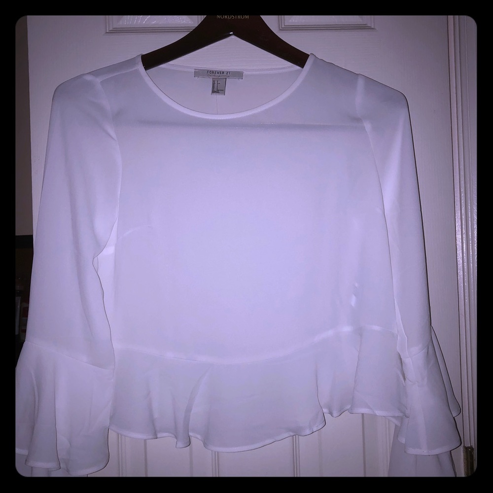 SALE! Fancy white dress top with bell sleeves! NWT